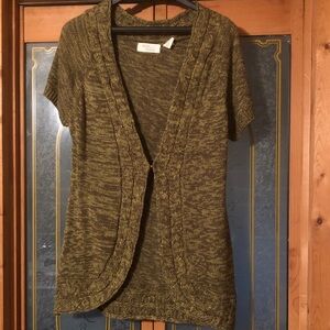 Allison Brittney sz large sweater cardigan green w/brown belt